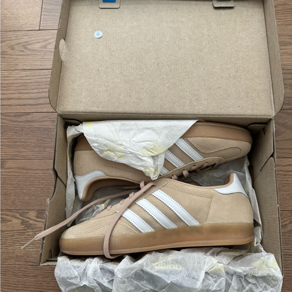 Adidas Beige and White Gazelle Sneakers - Picture 2 of 4